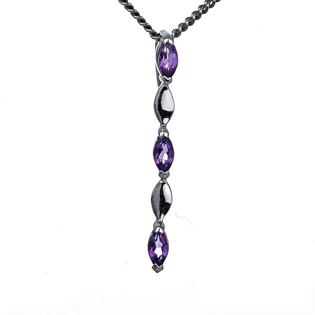 Amethyst Pendant Sterling Silver Infinity Marquise