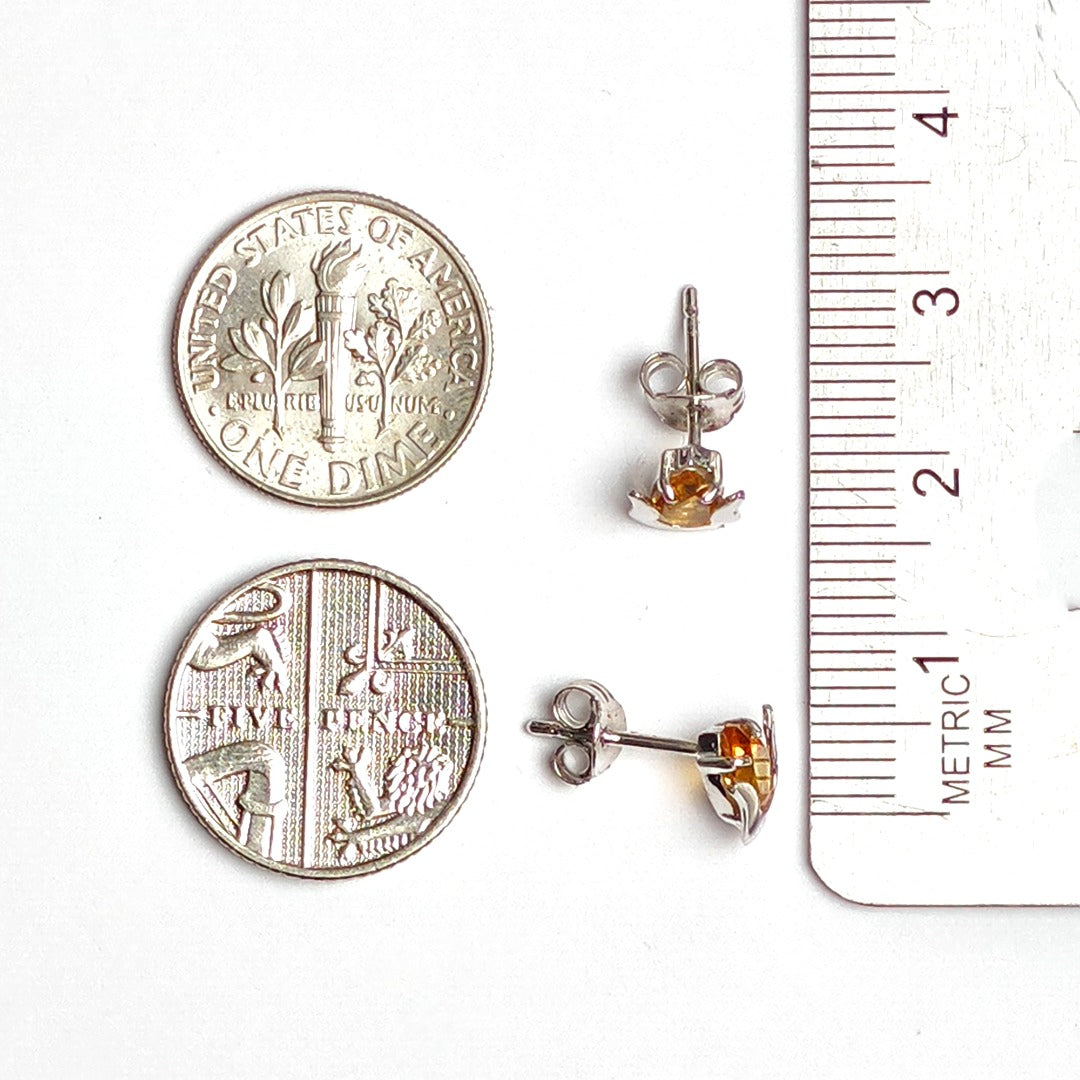 Elegant Sterling Silver Tulip Flower Earrings with Natural African Citrine Pear Cut Stones