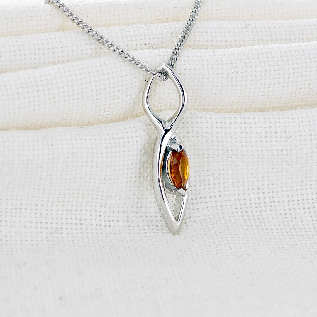 Citrine Pendant Sterling Silver Yellow Marquise Infinity Loop