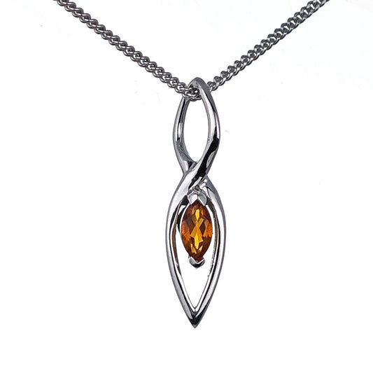 Citrine Pendant Sterling Silver Yellow Marquise Infinity Loop