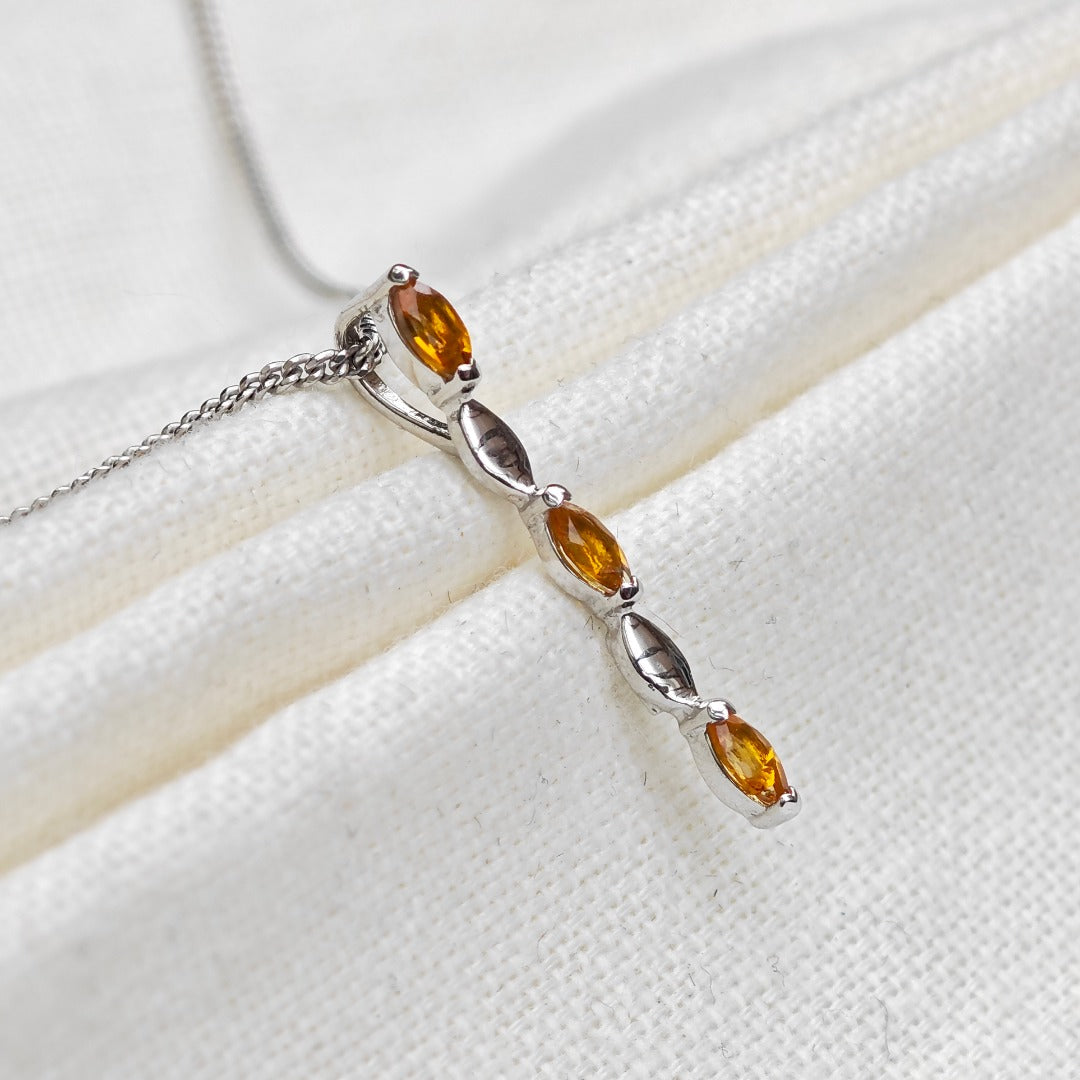 Yellow Citrine Necklace Sterling Silver Infinity Marquise