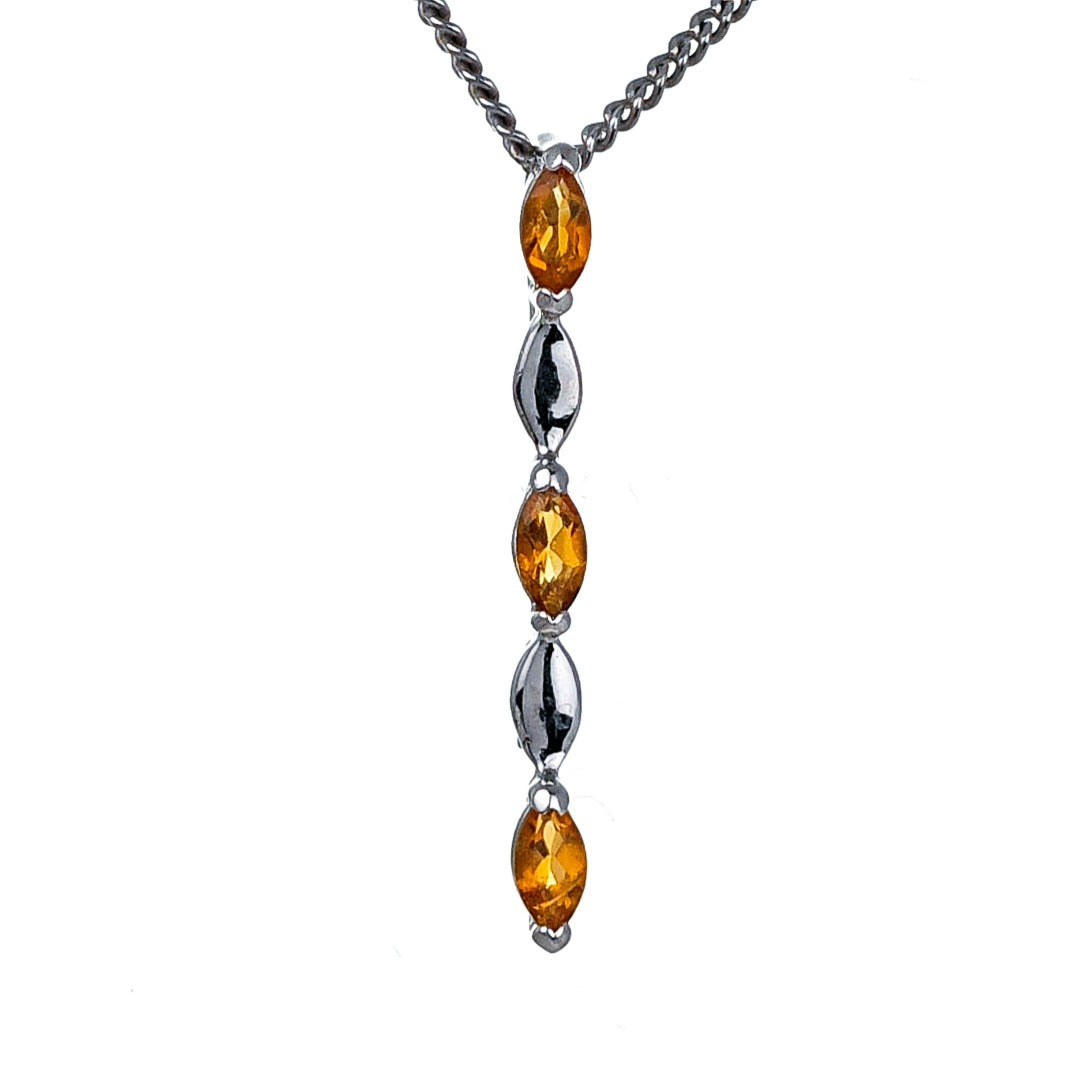 Yellow Citrine Necklace Sterling Silver Infinity Marquise