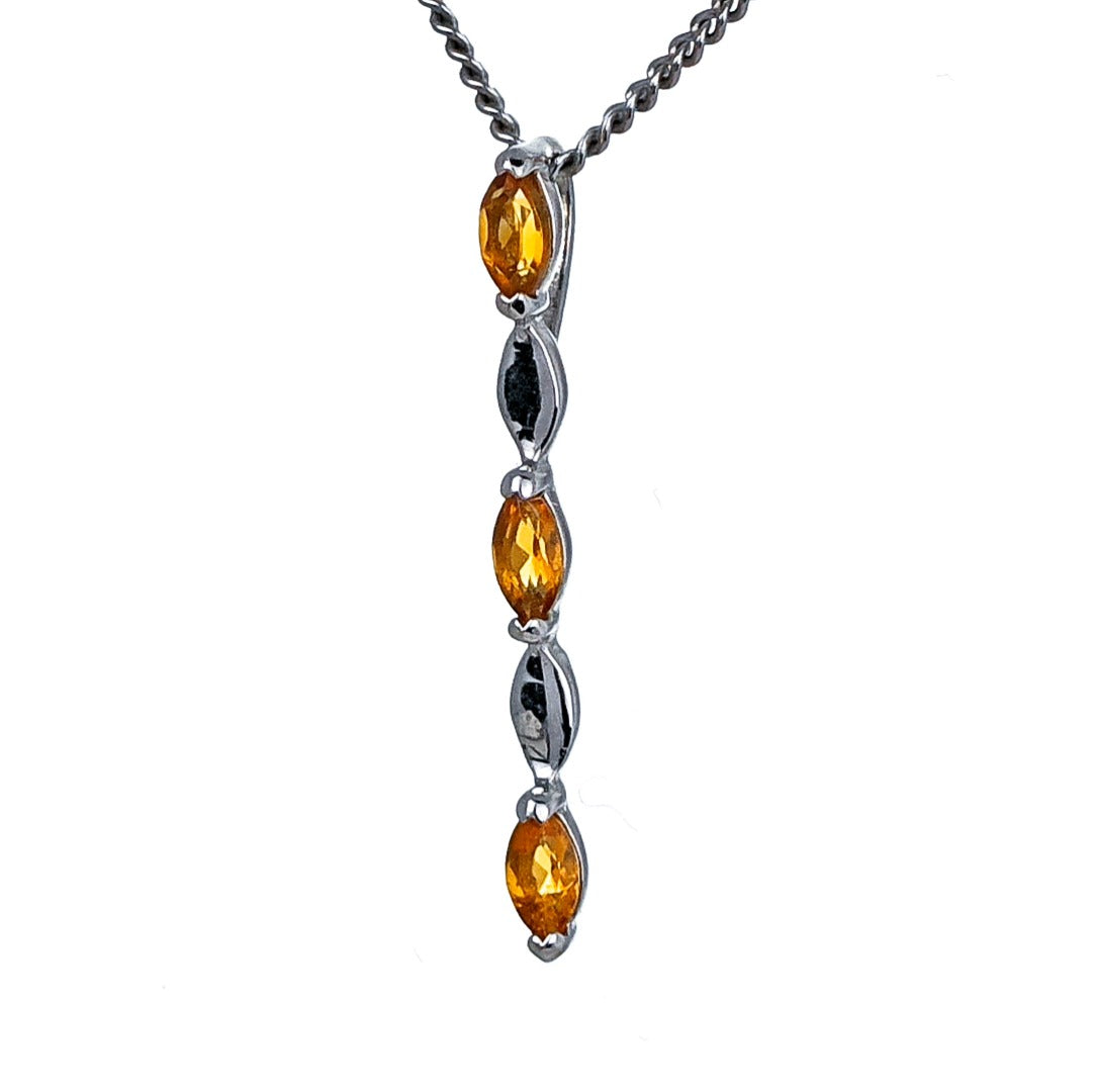 Yellow Citrine Necklace Sterling Silver Infinity Marquise