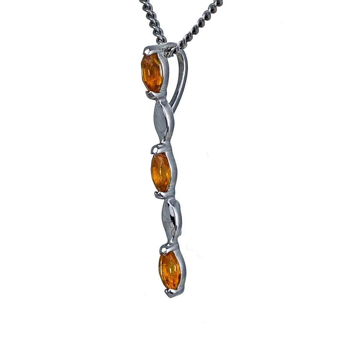 Yellow Citrine Necklace Sterling Silver Infinity Marquise