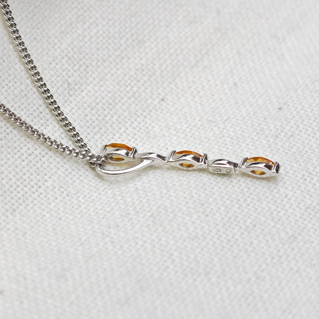 Yellow Citrine Necklace Sterling Silver Infinity Marquise