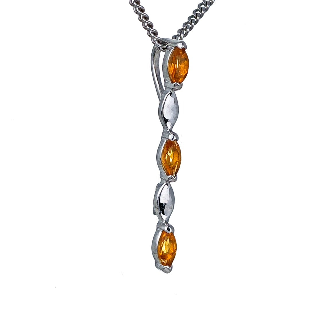 Yellow Citrine Necklace Sterling Silver Infinity Marquise