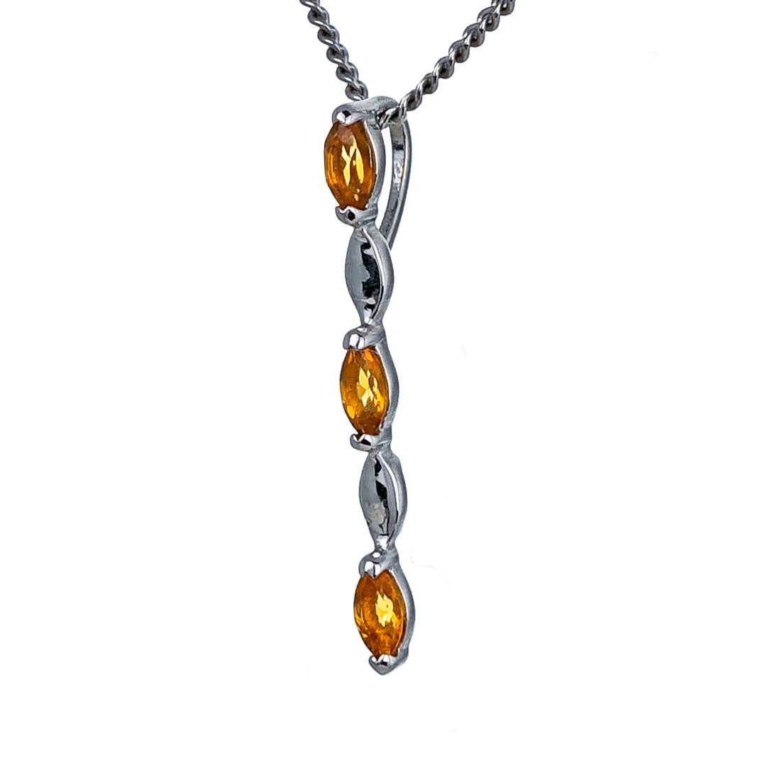 Yellow Citrine Necklace Sterling Silver Infinity Marquise