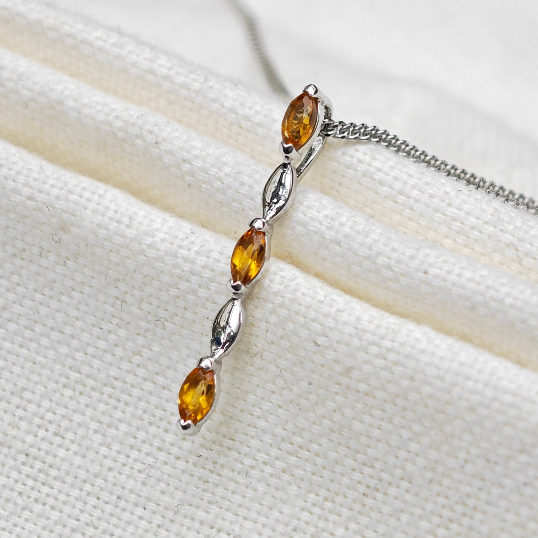 Yellow Citrine Necklace Sterling Silver Infinity Marquise