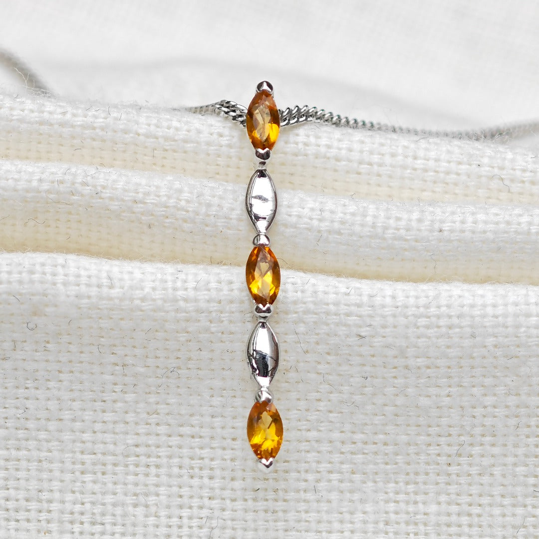 Yellow Citrine Necklace Sterling Silver Infinity Marquise