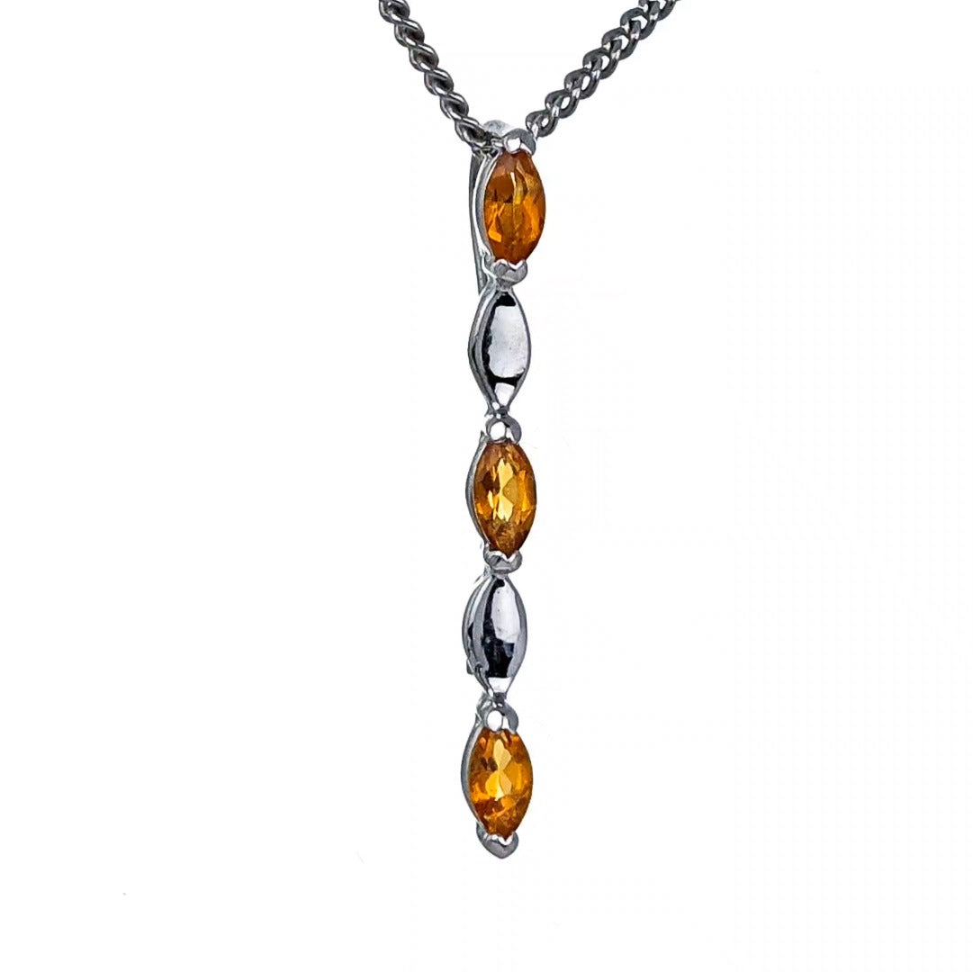 Yellow Citrine Necklace Sterling Silver Infinity Marquise