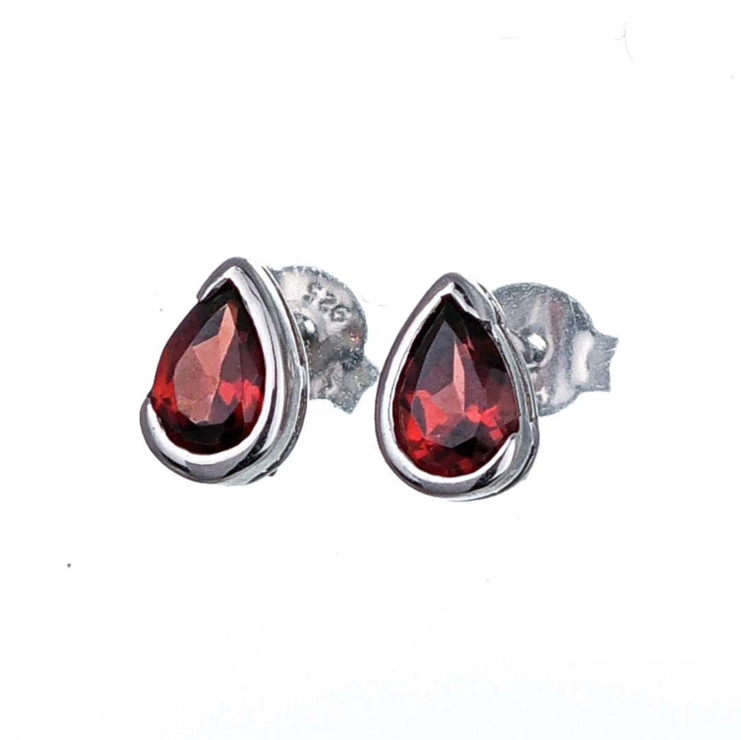 Garnet earrings sterling on sale silver