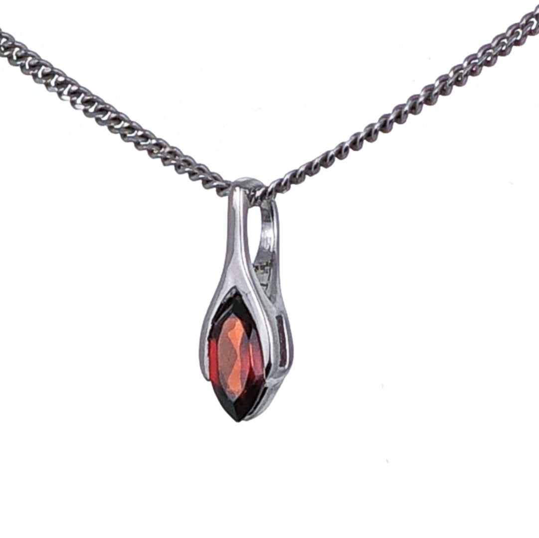 Garnet Pendant Sterling Silver Minimalist Marquise