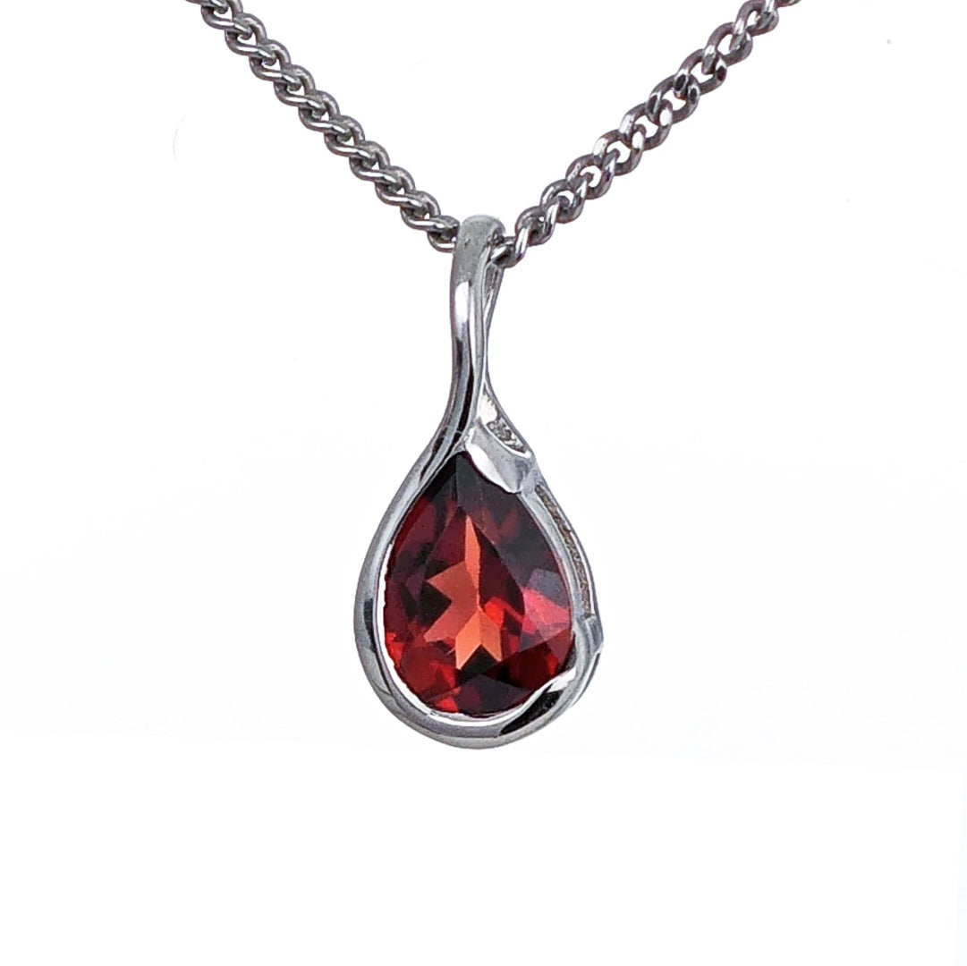 Garnet Pendant Sterling Silver Infinity Loop