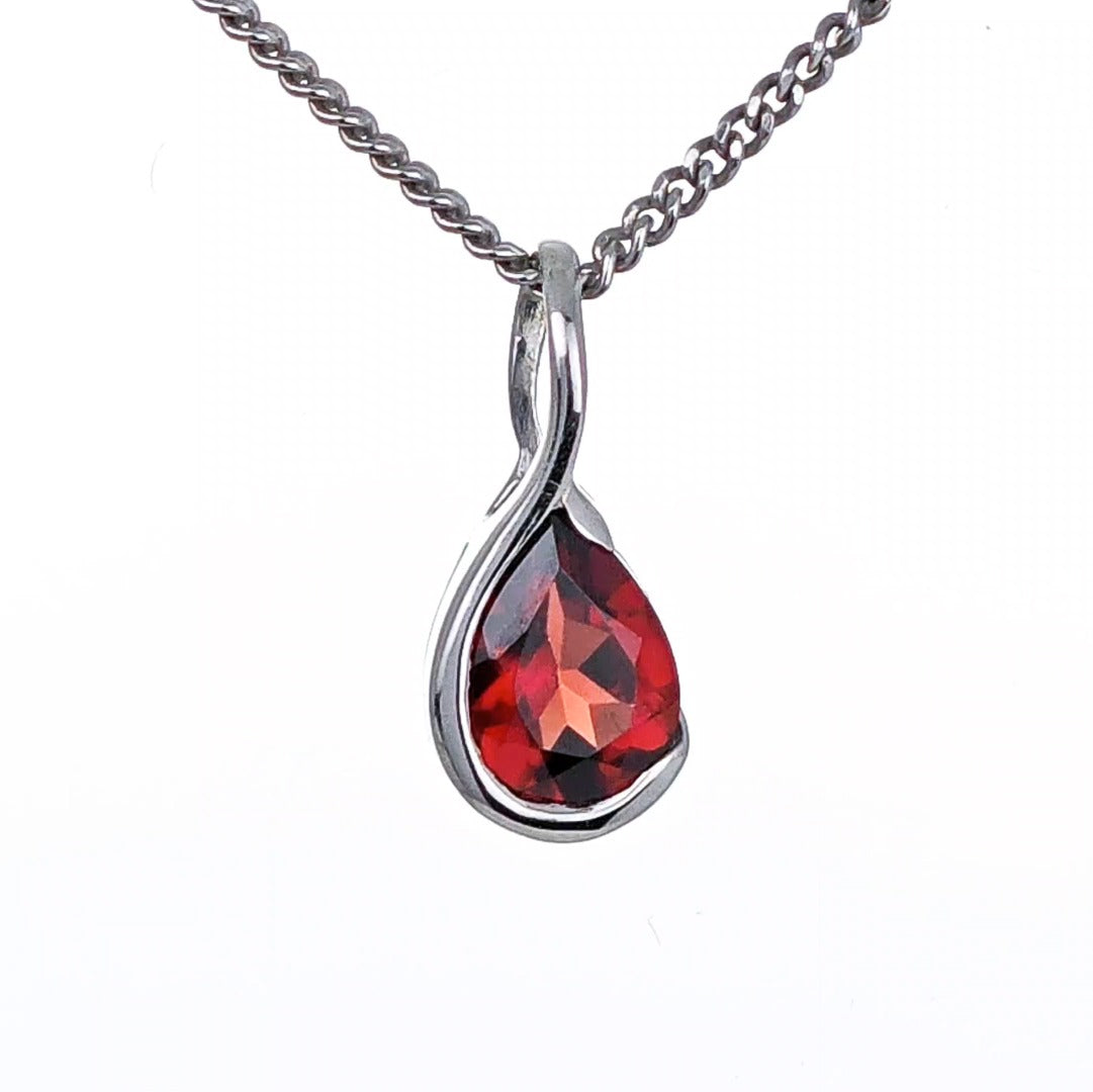 Garnet Pendant Sterling Silver Infinity Loop