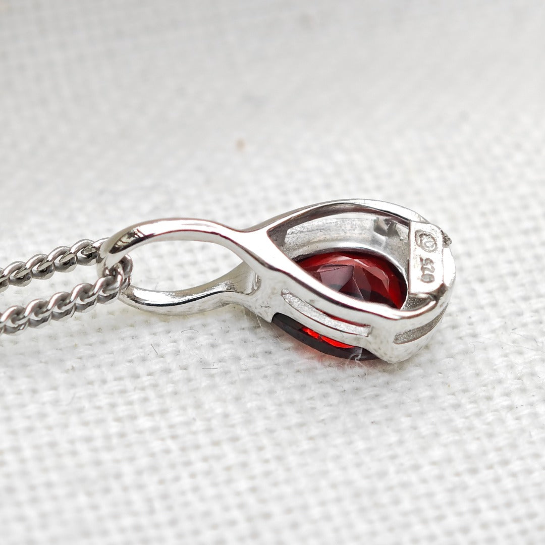 Garnet Pendant Sterling Silver Infinity Loop