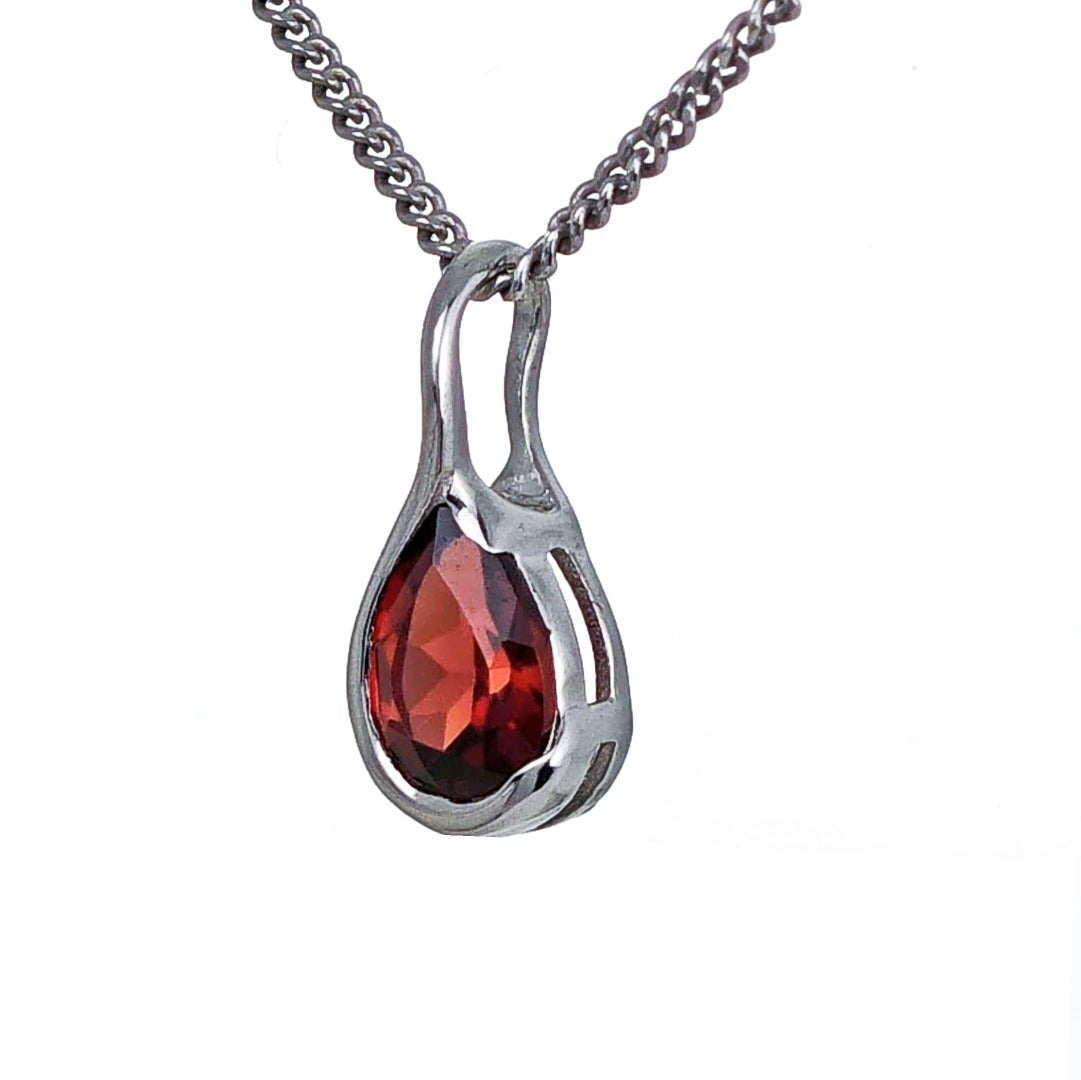 Garnet Pendant Sterling Silver Infinity Loop