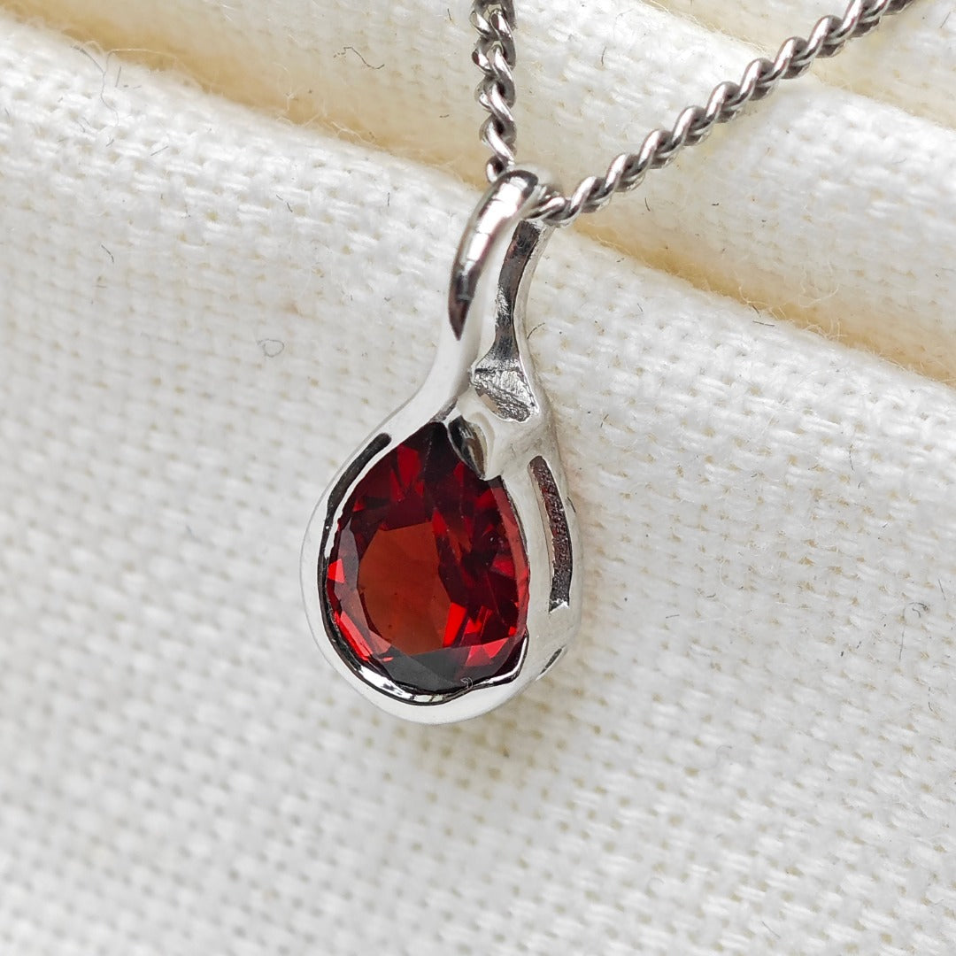 Garnet Pendant Sterling Silver Infinity Loop