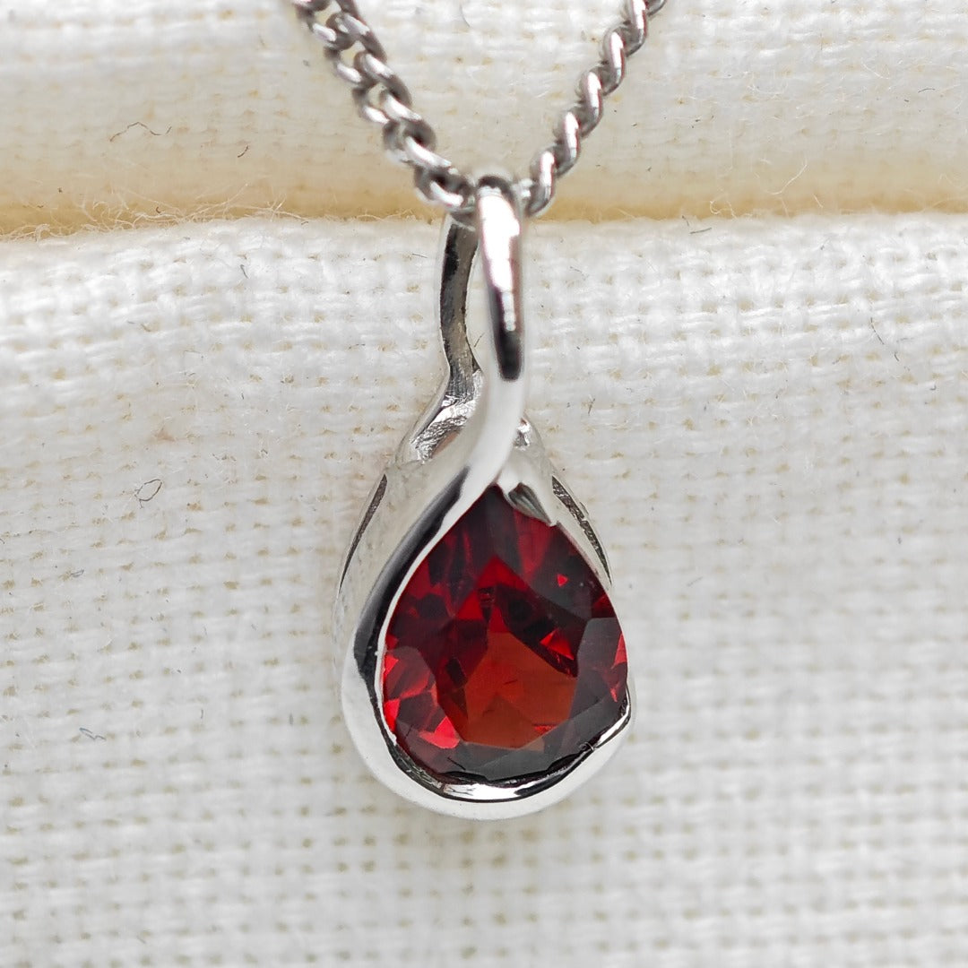 Garnet Pendant Sterling Silver Infinity Loop