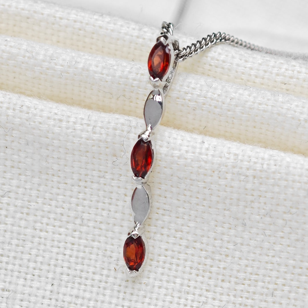 Garnet Necklace Sterling Silver Infinity Marquise