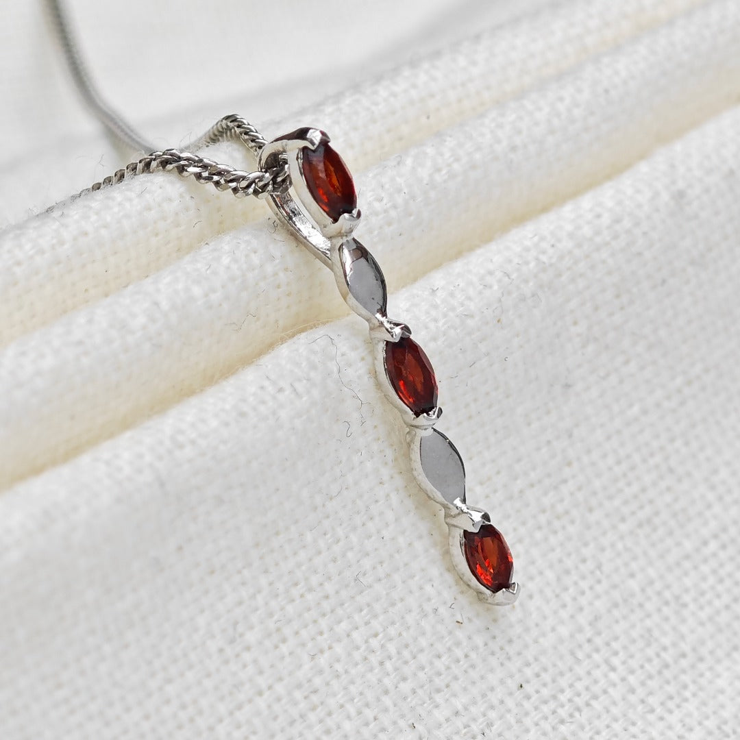 Garnet Necklace Sterling Silver Infinity Marquise