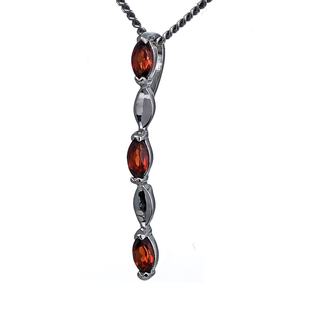 Garnet Necklace Sterling Silver Infinity Marquise