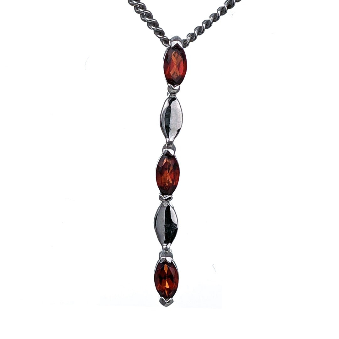 Garnet Necklace Sterling Silver Infinity Marquise