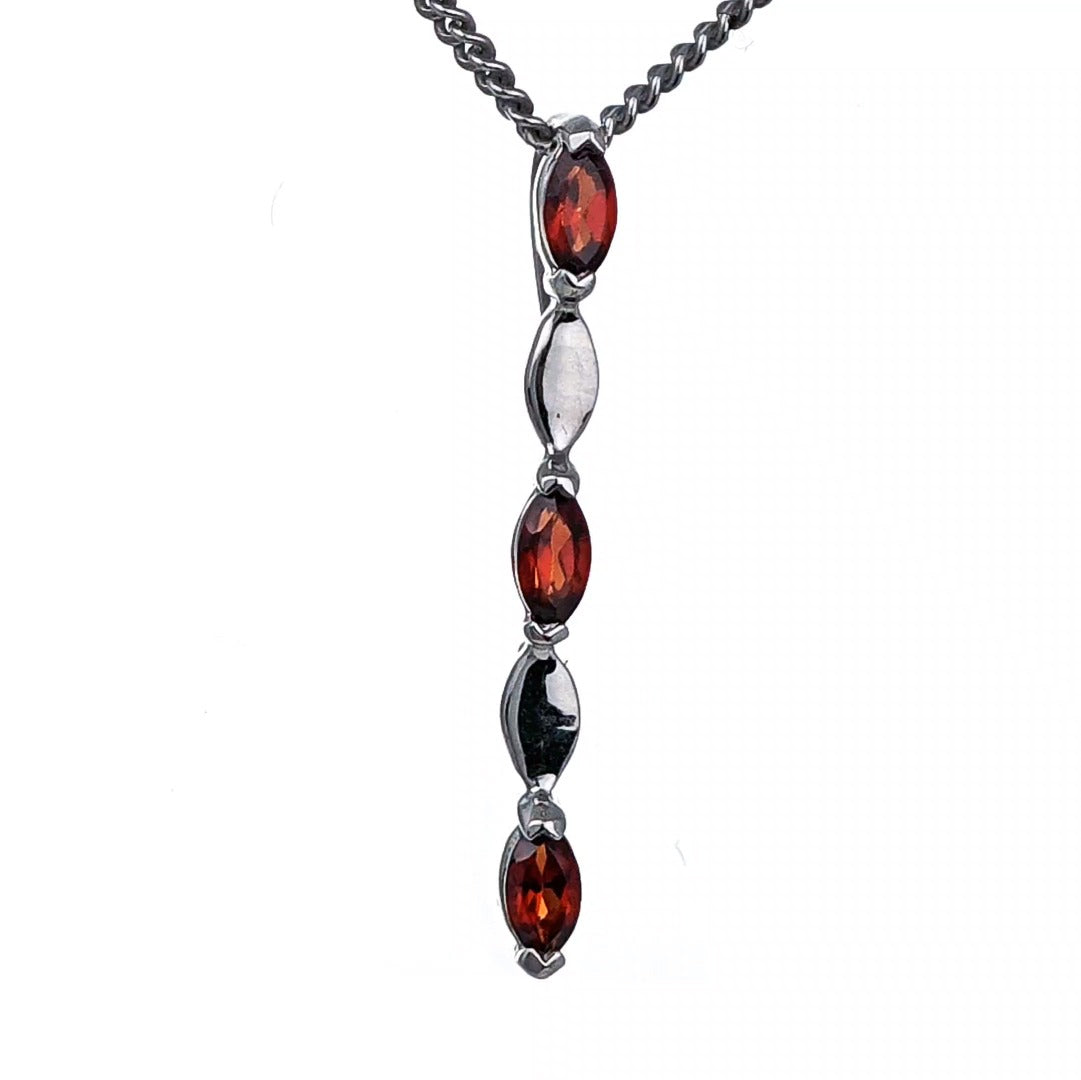 Garnet Necklace Sterling Silver Infinity Marquise