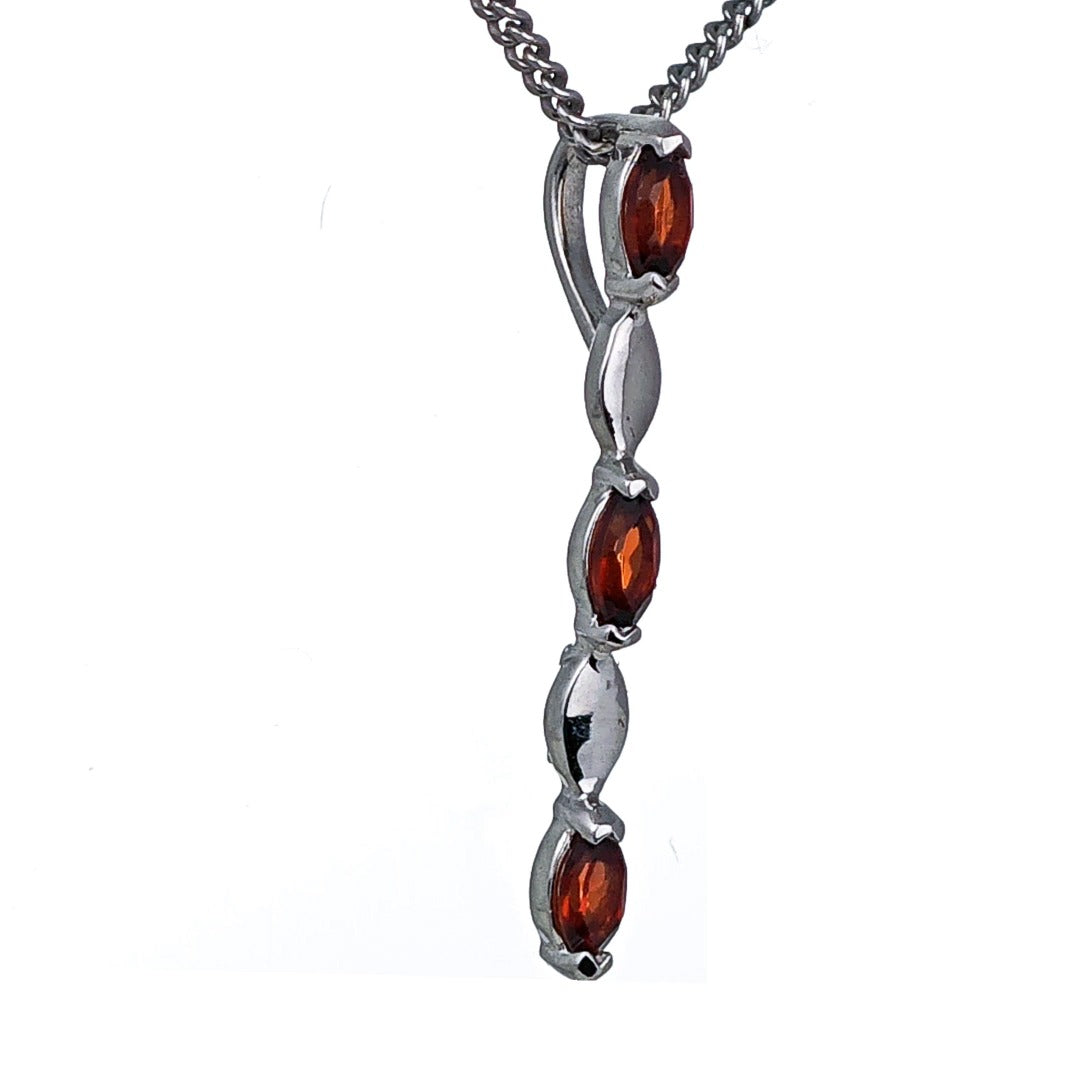 Garnet Necklace Sterling Silver Infinity Marquise