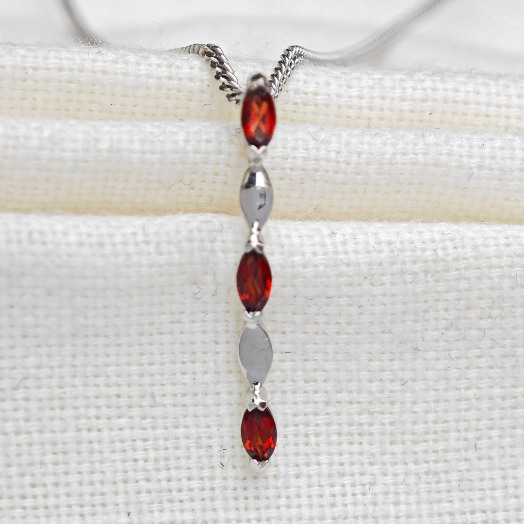 Garnet Necklace Sterling Silver Infinity Marquise