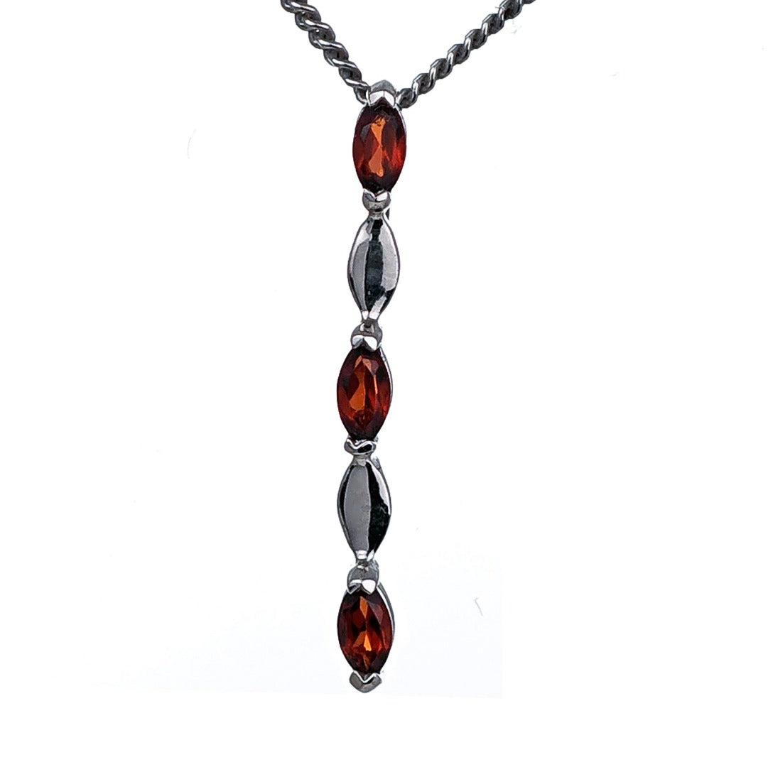 Garnet Necklace Sterling Silver Infinity Marquise