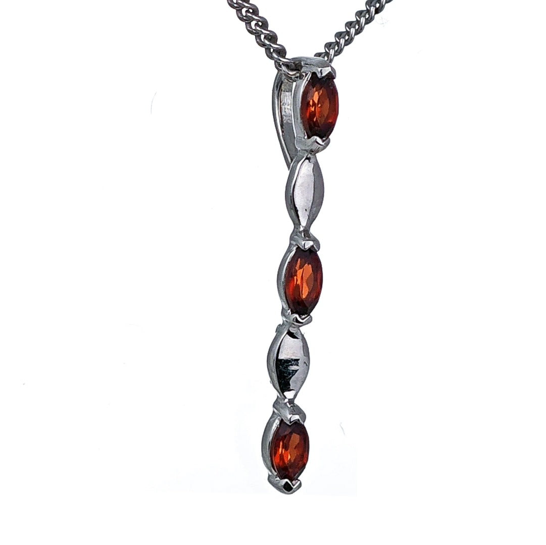 Garnet Necklace Sterling Silver Infinity Marquise