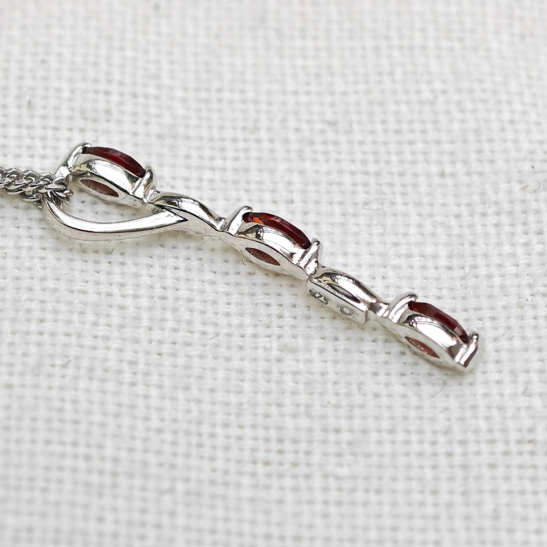 Garnet Necklace Sterling Silver Infinity Marquise