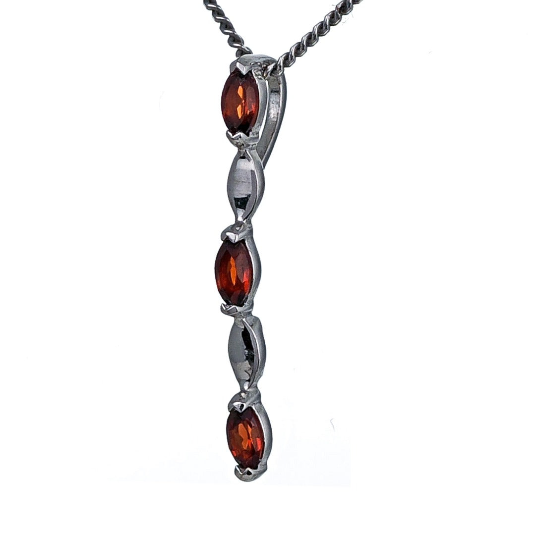 Garnet Necklace Sterling Silver Infinity Marquise