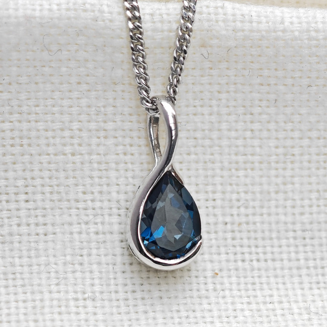 London Blue Topaz Pendant Sterling Silver Infinity Loop