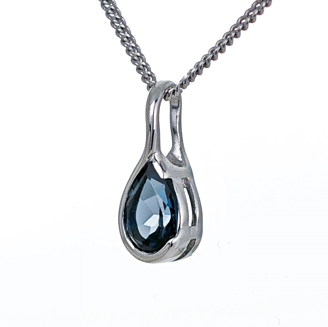 London Blue Topaz Pendant Sterling Silver Infinity Loop