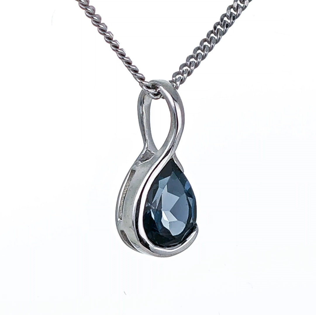 London Blue Topaz Pendant Sterling Silver Infinity Loop