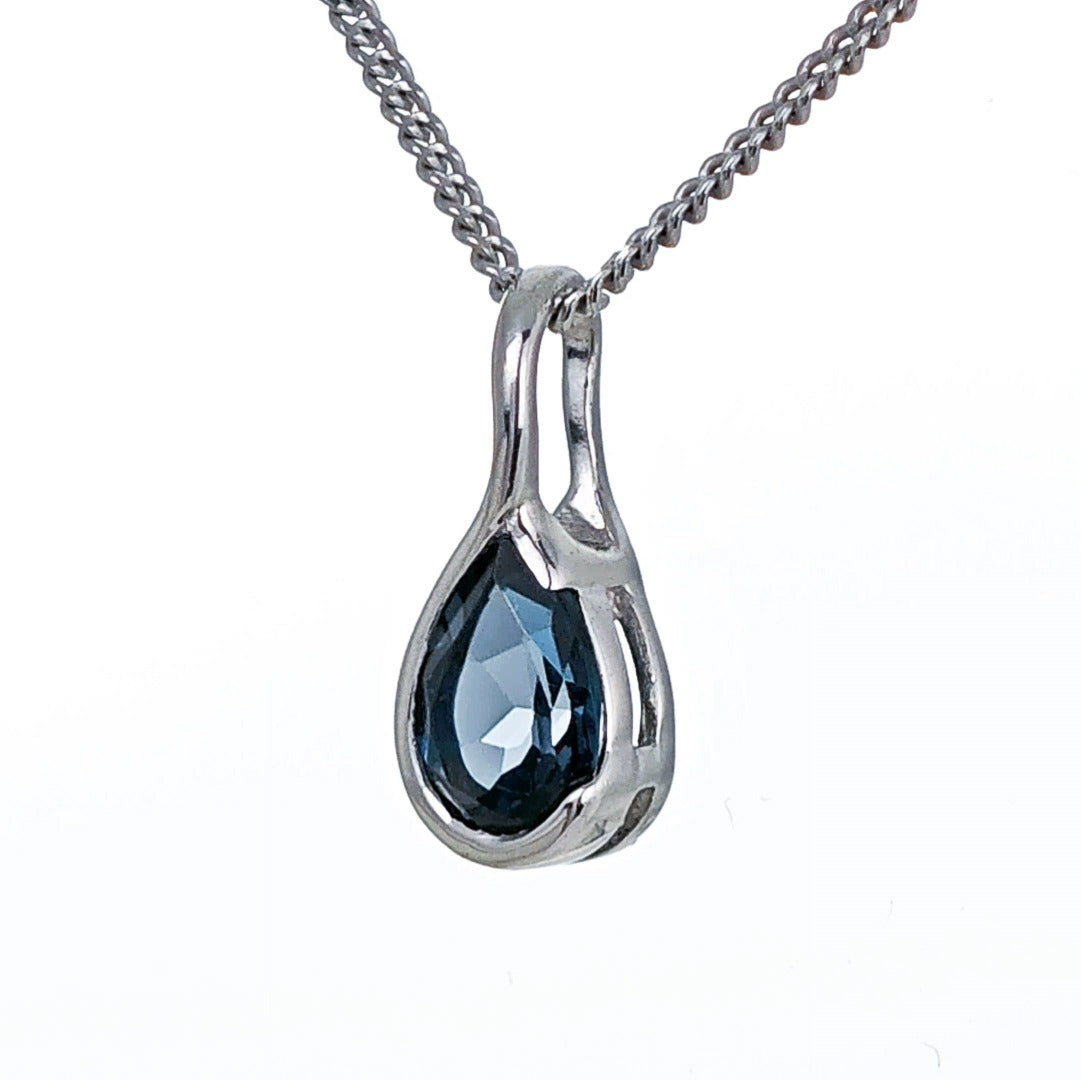 London Blue Topaz Pendant Sterling Silver Infinity Loop