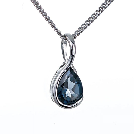 London Blue Topaz Pendant Sterling Silver Infinity Loop