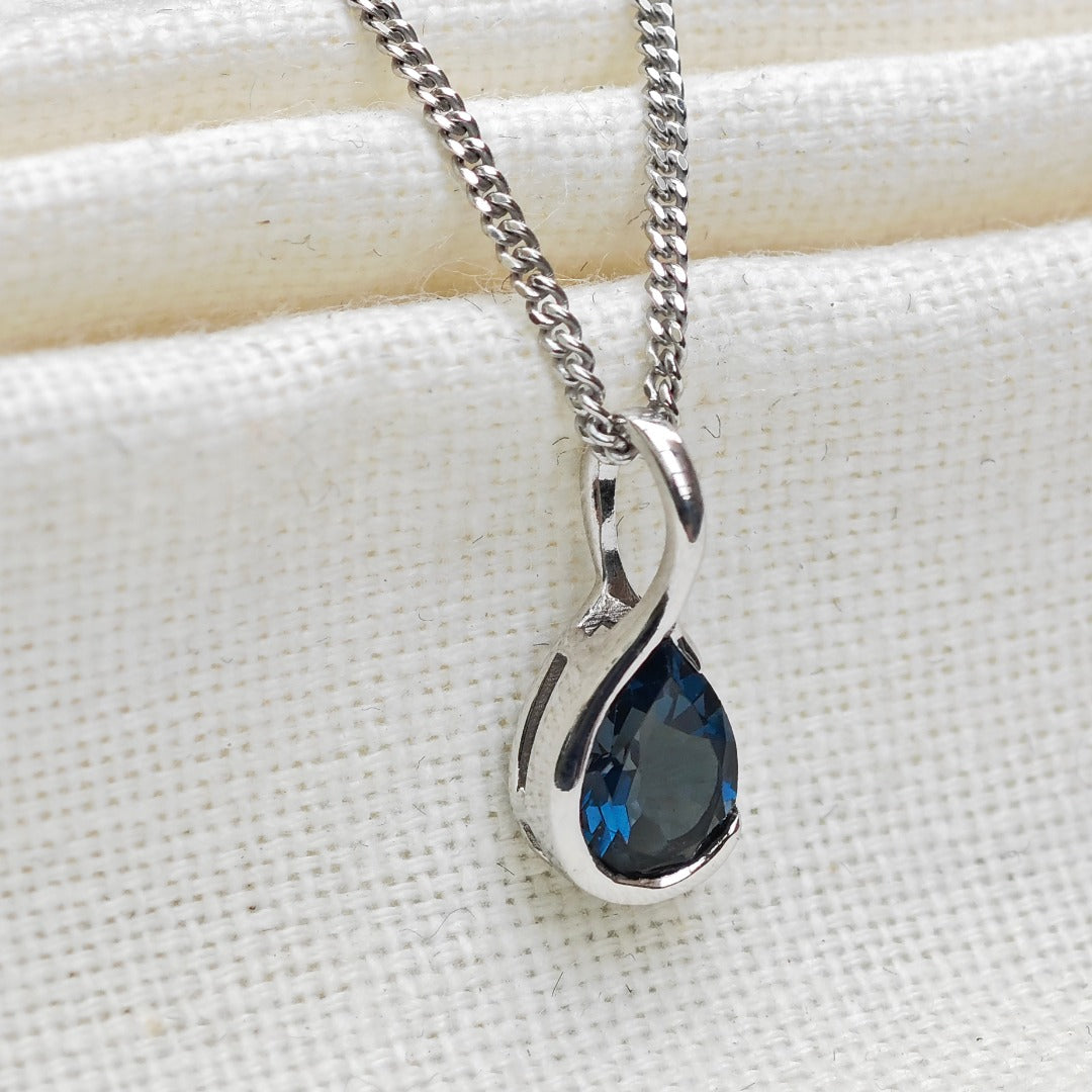 London Blue Topaz Pendant Sterling Silver Infinity Loop