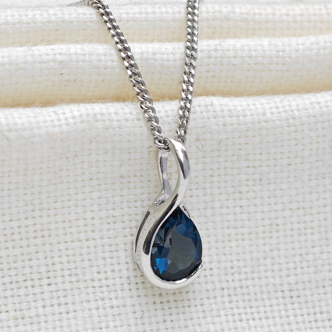 London Blue Topaz Pendant Sterling Silver Infinity Loop