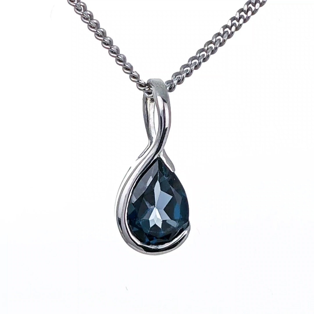 London Blue Topaz Pendant Sterling Silver Infinity Loop