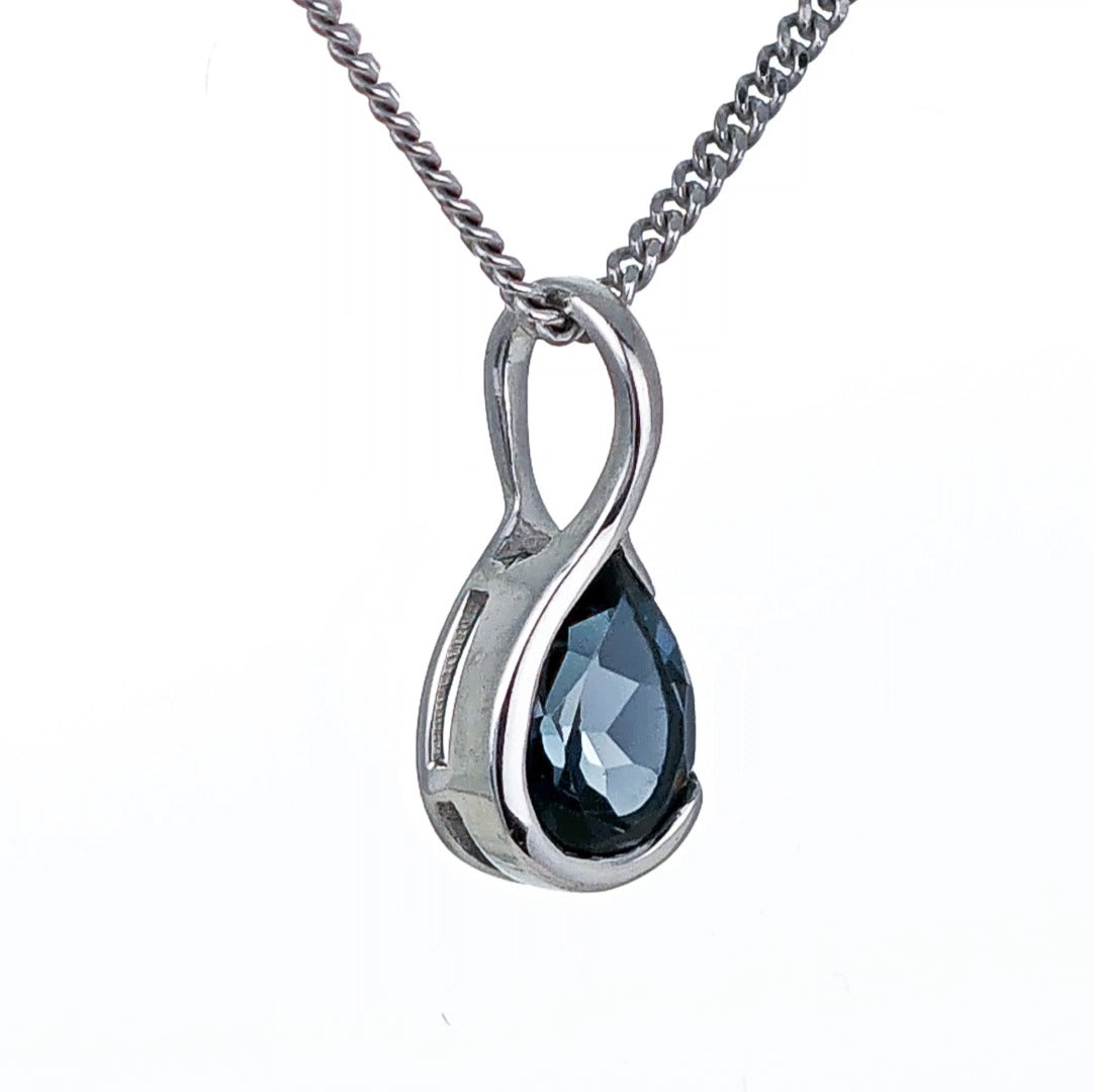 London Blue Topaz Pendant Sterling Silver Infinity Loop