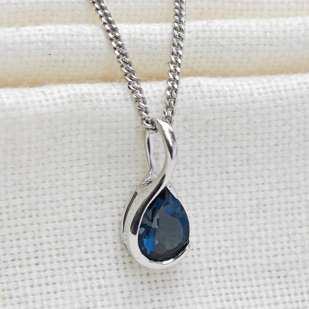 London Blue Topaz Pendant Sterling Silver Infinity Loop