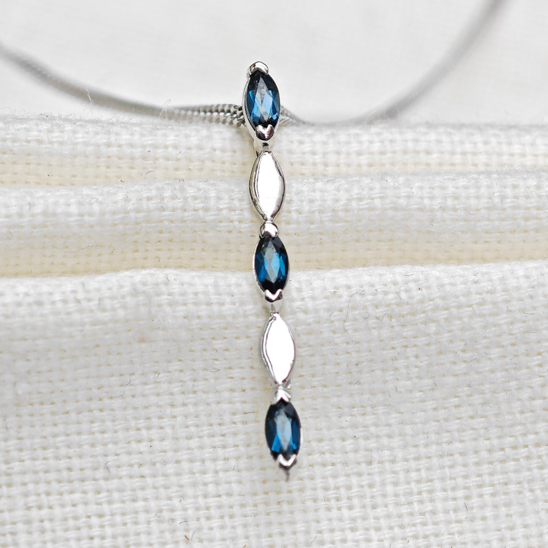 London Blue Topaz Pendant Sterling Silver Infinity Marquise