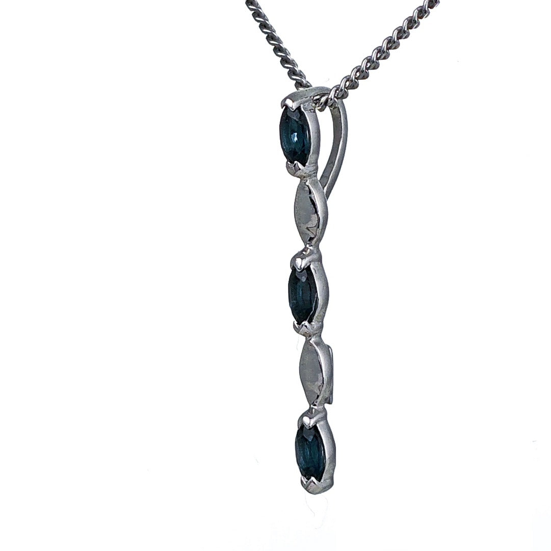 London Blue Topaz Pendant Sterling Silver Infinity Marquise