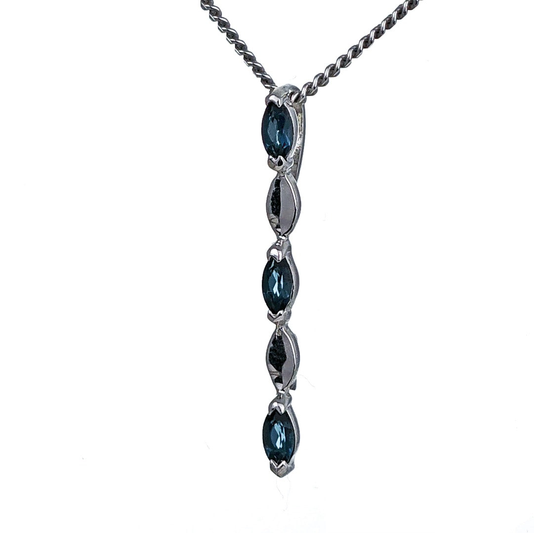 London Blue Topaz Pendant Sterling Silver Infinity Marquise