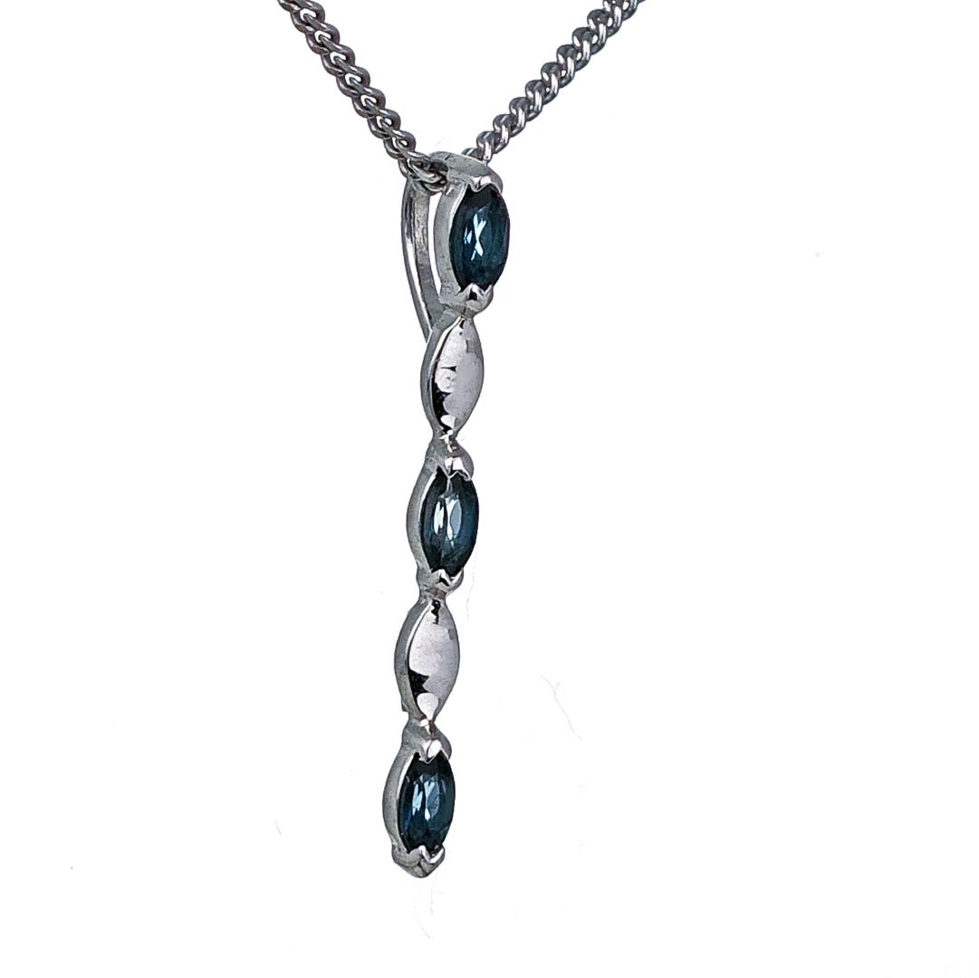 London Blue Topaz Pendant Sterling Silver Infinity Marquise