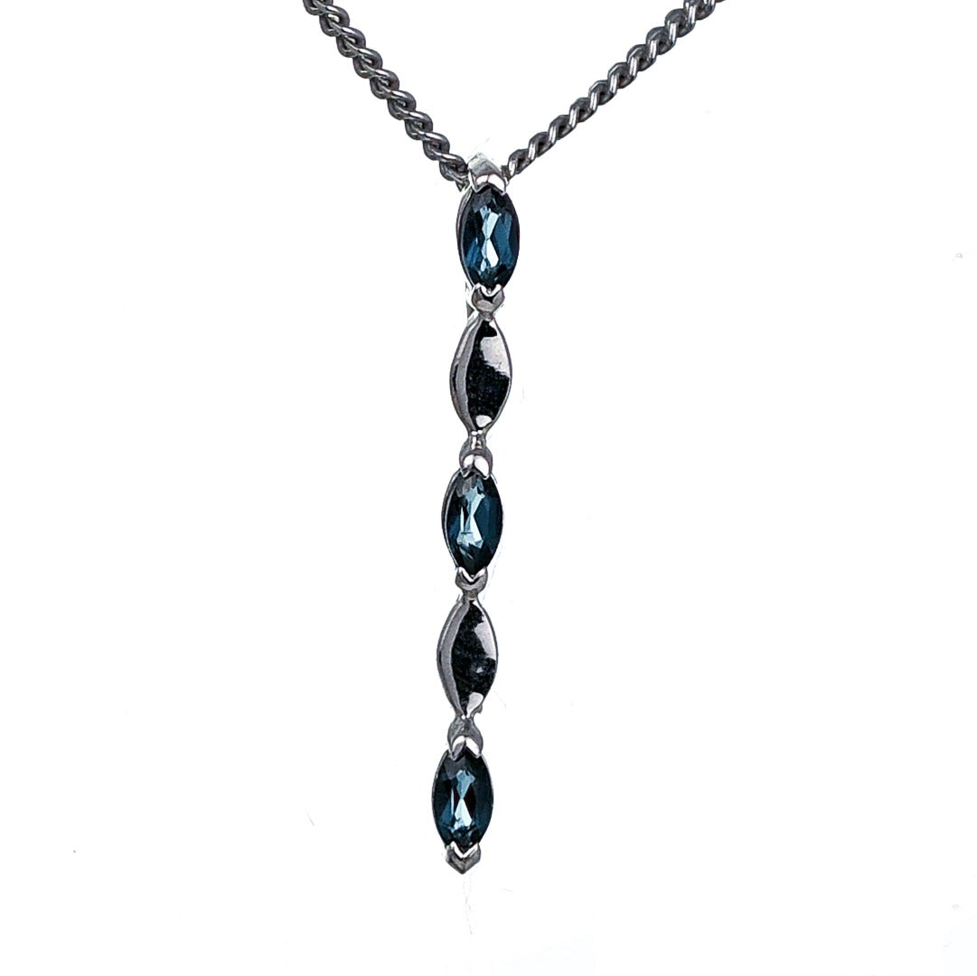 London Blue Topaz Pendant Sterling Silver Infinity Marquise