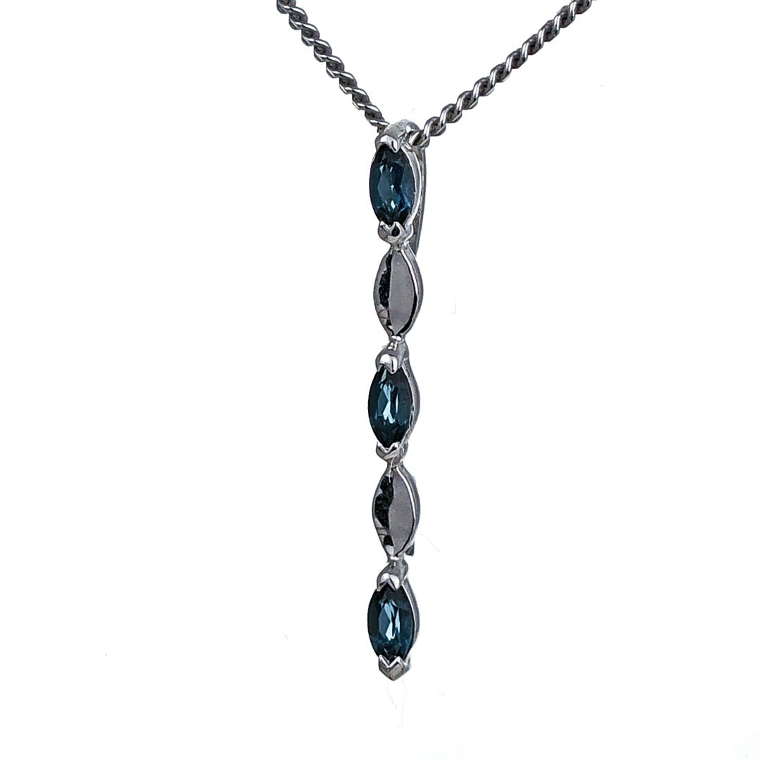 London Blue Topaz Pendant Sterling Silver Infinity Marquise