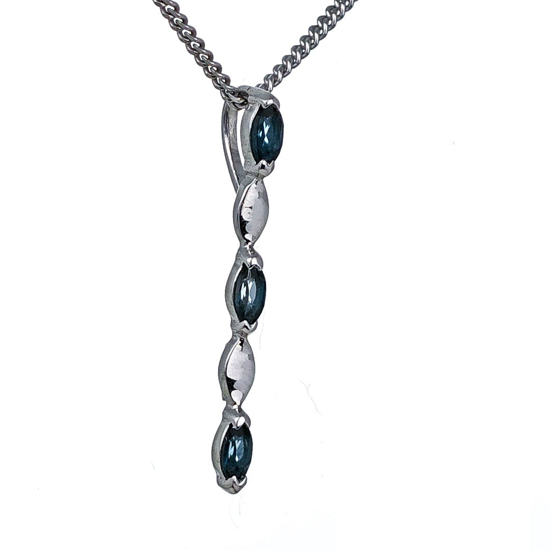 London Blue Topaz Pendant Sterling Silver Infinity Marquise